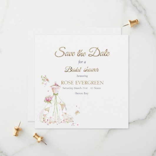Blushing Bride in Bloom Save The Date (Voorkant / Achterkant in situ)