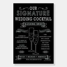 Blushing bruid handtekening cocktail teken