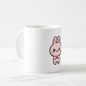 Blushing Bunny – Cute Kawaii Illustration Koffiemok (Voorkant links)