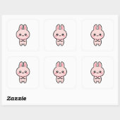 Blushing Bunny – Cute Kawaii Illustration Vierkante Sticker (Vel)