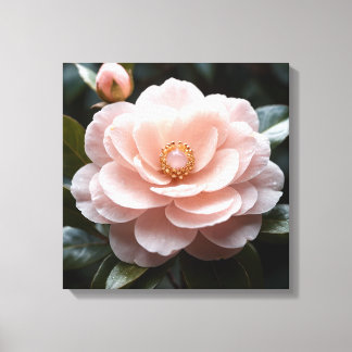 Blushing Camellia Adornment Canvas Afdruk