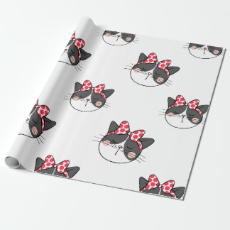 Blushing Cat Bow Cadeaupapier