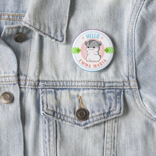 Blushing Chibi Hamster  naam Hallo Ronde Button 5,7 Cm (In situ)