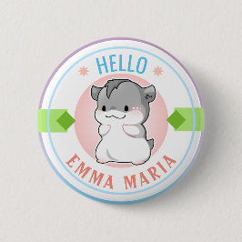 Blushing Chibi Hamster  naam Hallo Ronde Button 5,7 Cm
