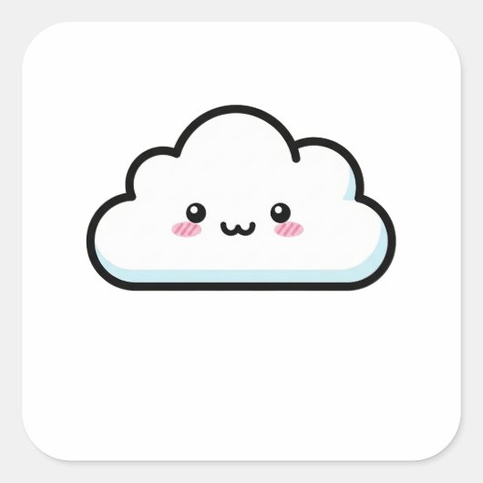 Blushing Cloud – Cute Kawaii Illustration Vierkante Sticker (Voorkant)