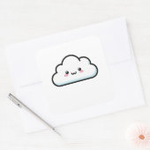 Blushing Cloud – Cute Kawaii Illustration Vierkante Sticker (Envelop)