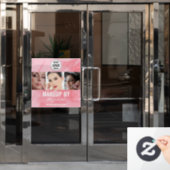 Blushing Coral Pink Makeup Studio Photo Logo Raamsticker (Kantoordeur)