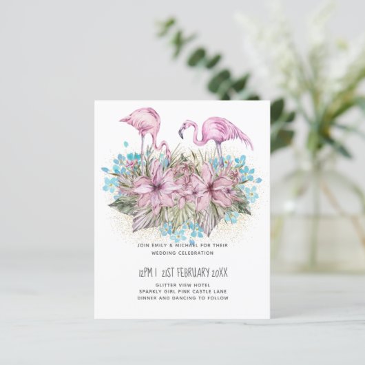 Blushing Flamingo's Tropische Strand Bruiloft (Staand voorkant)