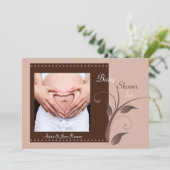 Blushing - Foto Baby shower Invitation Kaart (Staand voorkant)