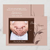 Blushing - Foto Baby shower Invitation Kaart (Voorkant / Achterkant)