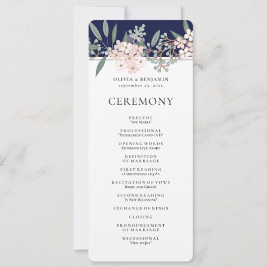 Blushing Garden Wedding Programme de cérémonie de (Devant)