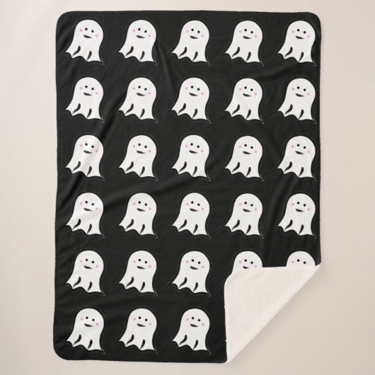 Blushing Ghost Schattige Halloween Sherpa Deken (Voorkant)