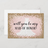Blushing Glitter Bride Bridesmaid proposal Kaart (Voorkant / Achterkant)