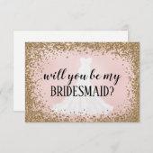 Blushing Glitter Bride Bridesmaid proposal Kaart (Voorkant / Achterkant)