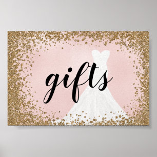 Blushing Glitter Bride Dress Bridal Gifts Sign Poster