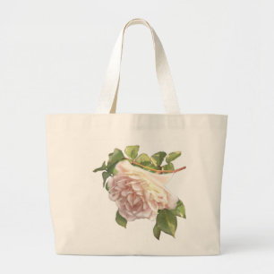 Blushing Ivory Peach Roos Grote Tote Bag
