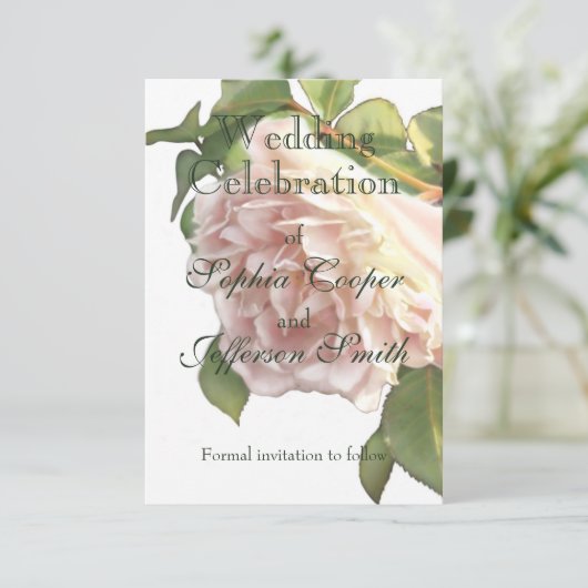 Blushing Ivory Peach Roos Save The Date (Staand voorkant)