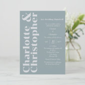 Blushing Love - Dusty Blue & Grey Modern Kaart (Staand voorkant)