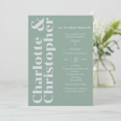 Blushing Love - Green & Grey Modern Kaart (Staand voorkant)