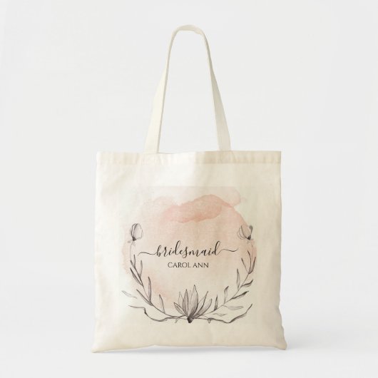 Blushing Peach Personalized Weddenschap Tote Bag (Voorkant)