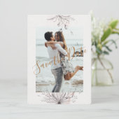 Blushing Peach Photo Flat Save the Date Kaart (Staand voorkant)