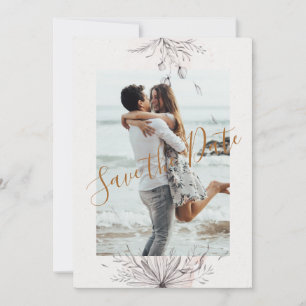 Blushing Peach Photo Flat Save the Date Kaart