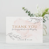 Blushing Peach Waterverf plat dank u kaart (Staand voorkant)