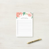 Blushing Peony | Aangepast om lijst te doen Post-it® Notes (Op bureau)