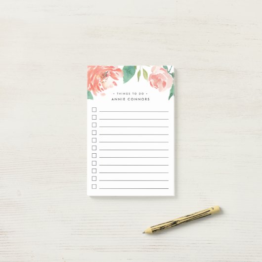 Blushing Peony | Aangepast om lijst te doen Post-it® Notes (Op bureau)