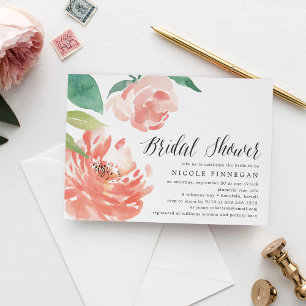Blushing Peony   Bridal Shower-uitnodiging Kaart