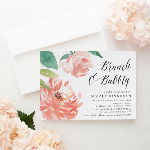 Blushing Peony Uitnodiging Vrijgezellenfeest Bru