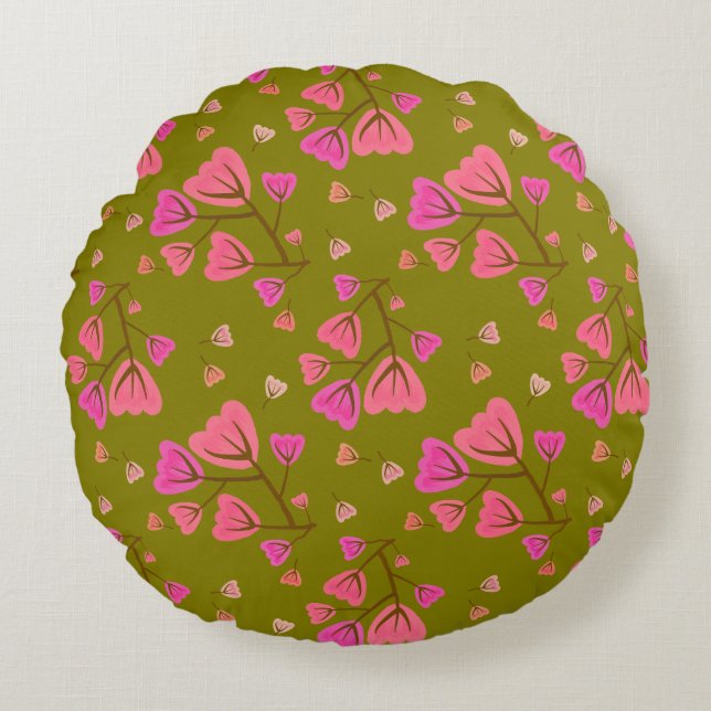 Blushing Petals Round Accent Pillow Rond Kussen (Voorkant)
