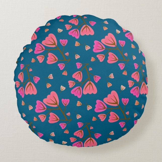 Blushing Petals Round Accent Pillow Rond Kussen (Voorkant)