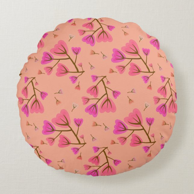 Blushing Petals Round Accent Pillow Rond Kussen (Voorkant)