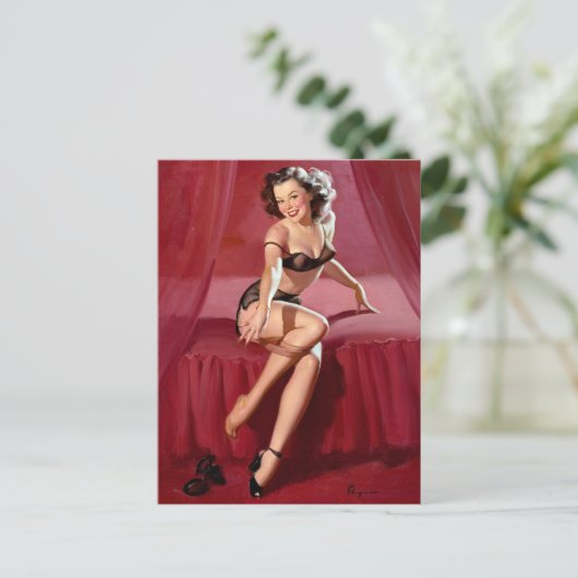 Blushing Pin Up Briefkaart (Staand voorkant)