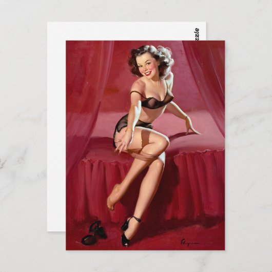 Blushing Pin Up Briefkaart (Voorkant / Achterkant)