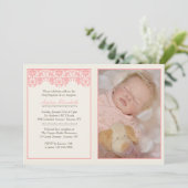 Blushing Pink Daptism Foto uitnodiging (Staand voorkant)