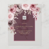 Blushing Pink Maroon Floral Wedding BEWAART DATUM (Achterkant)