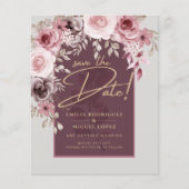 Blushing Pink Maroon Floral Wedding BEWAART DATUM (Voorkant)