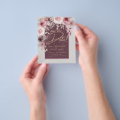 Blushing Pink Maroon Floral Wedding BEWAART DATUM Flyer (Hand)