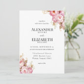 Blushing pioen bloeit bruiloft uitnodiging (Staand voorkant)