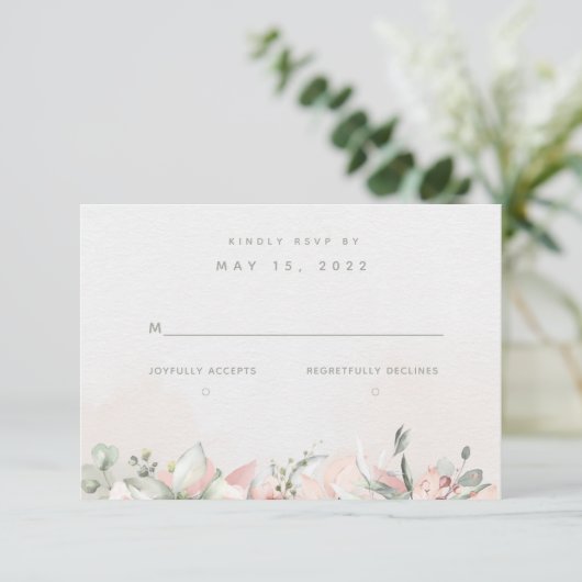 Blushing Rose mariage RSVP Pas de choix de repas (Debout devant)