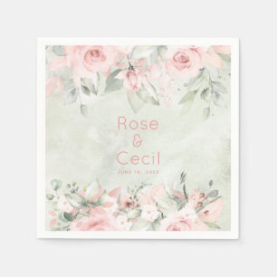 Blushing Roses Wedding Cocktail Napkins Servet