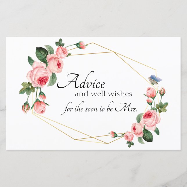 Blushing Roze advies Kaart (Voorkant)