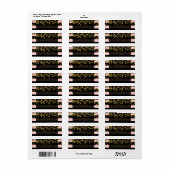 Blushing Roze & Black Stripes Gold Faux Folie Stip Etiket (Full Sheet)