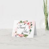 Blushing Roze Floral Bedankkaart (Voorkant)