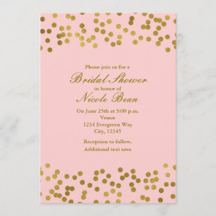 Blushing Roze & Gold Faux Confetti Stippen Kaart