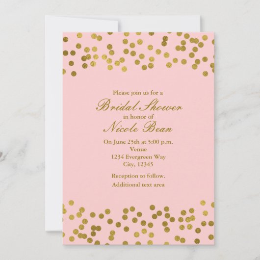 Blushing Roze & Gold Faux Folie Confetti Stippen Kaart (Voorkant)