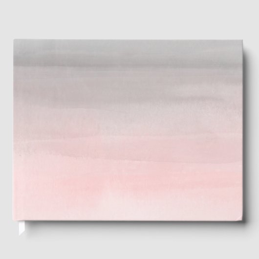 Blushing Roze & Grey Modern Waterverf Weddenschap Gastenboek (Voorkant)