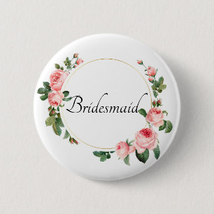 Blushing Roze Rose Bridesmaid Ronde Button 5,7 Cm